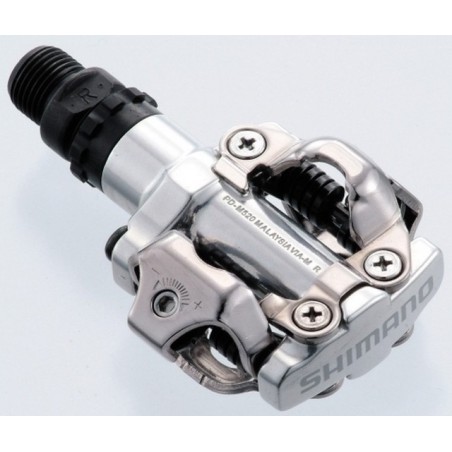 PEDALE SHIMANO PD-M520S, SPD, FARA CATADIOPTRII, INCL. PLACUTE, ARGINTIU, AMBALAT IND.